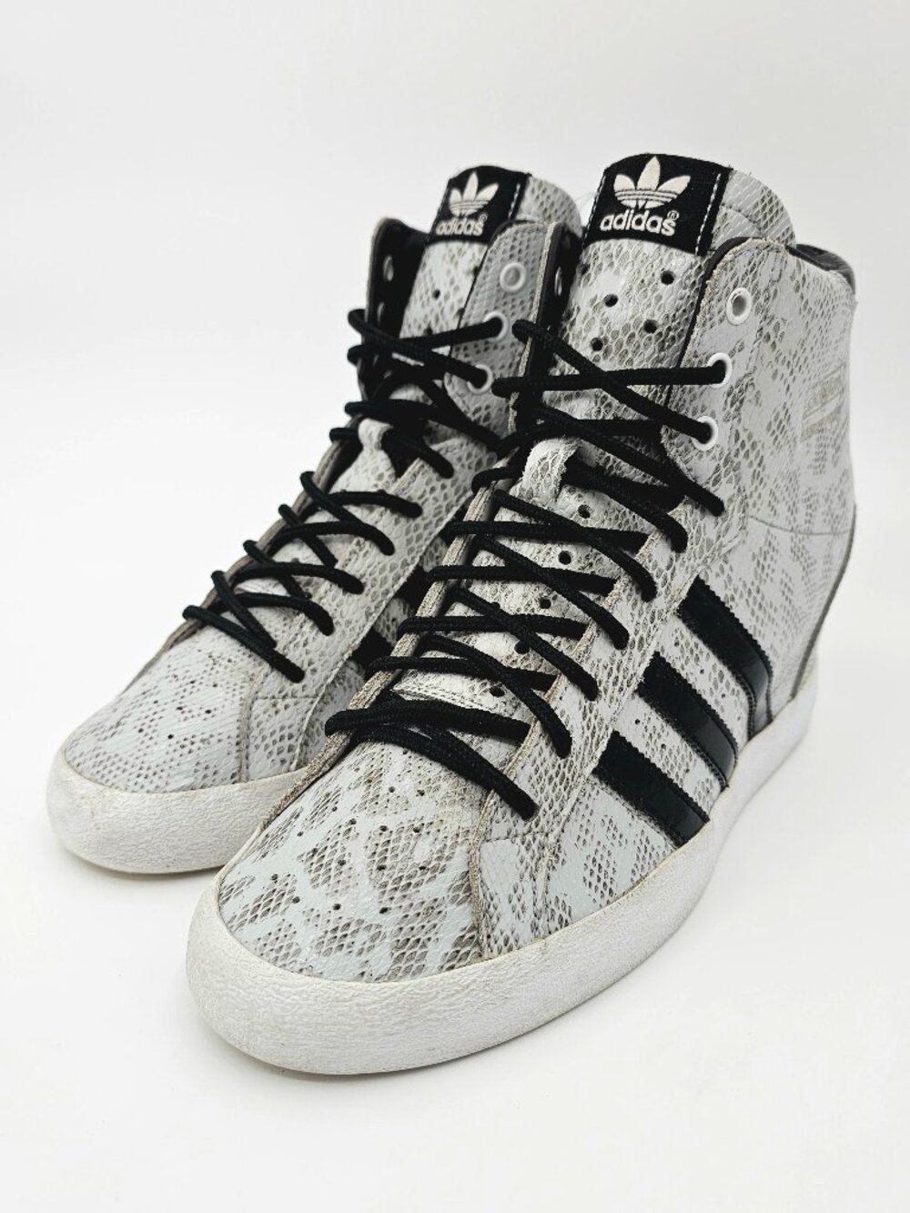 Adidas Basket Profi Snake Skin Hidden Wedge Sneakers White Gray Women's Size 8.5